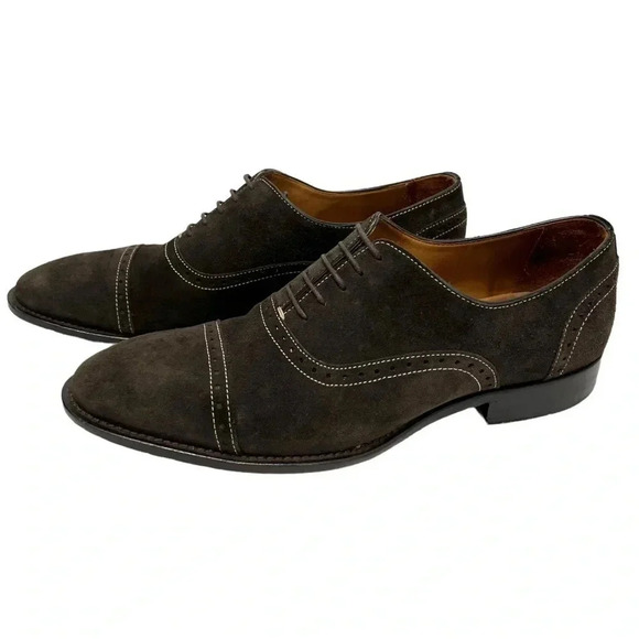 Paul Evans Suede Brogue Oxfords Shoes Brown Leather Suede Preppy Men’s Size 9 - Picture 1 of 8